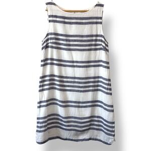 BeachLunchLounge Striped Sleeveless Dress Lined Linen Cotton Blend Women Medium